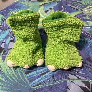 Green Fuzzy Dinosaur Kids Shoes